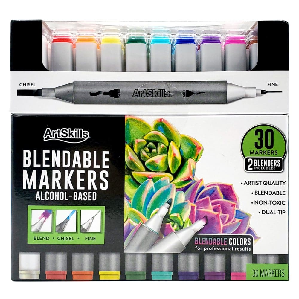 ArtSkills Dual-Tip Blendable Alcohol Marker Set 30-Count - Drawing & Coloring - ArtSkills