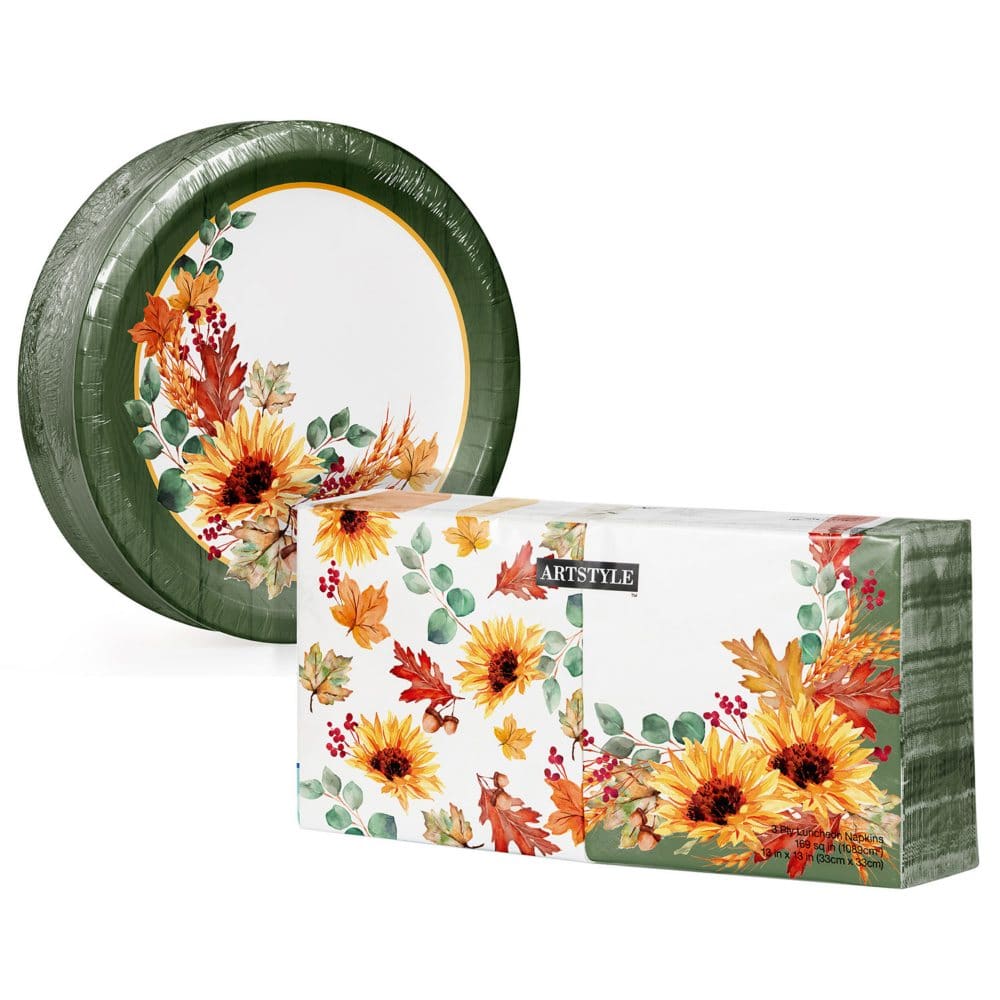 Artstyle Fall is in the Air Paper Plates & Napkins Kit (285 ct.) - Disposable Plates - ShelHealth