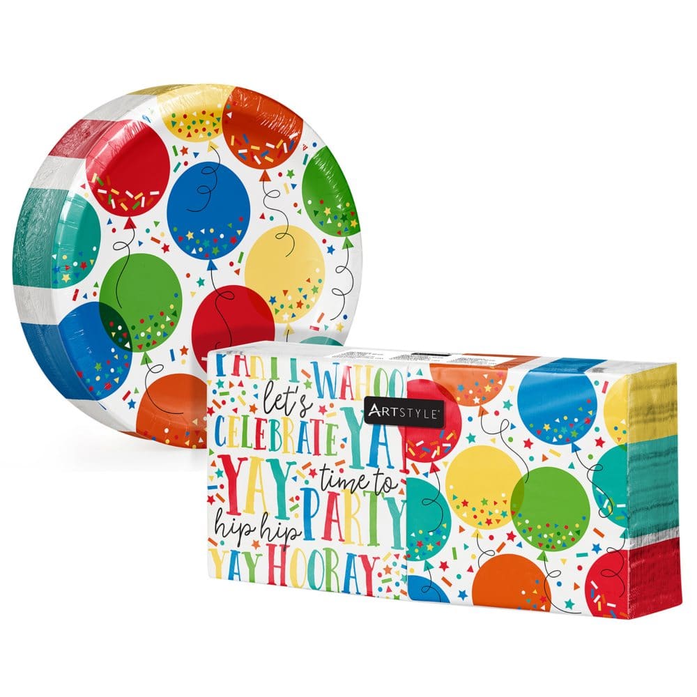 Artstyle Hip Hip Hooray Birthday Paper Plates & Napkins Kit (285 ct.) - New Grocery & Household - Artstyle
