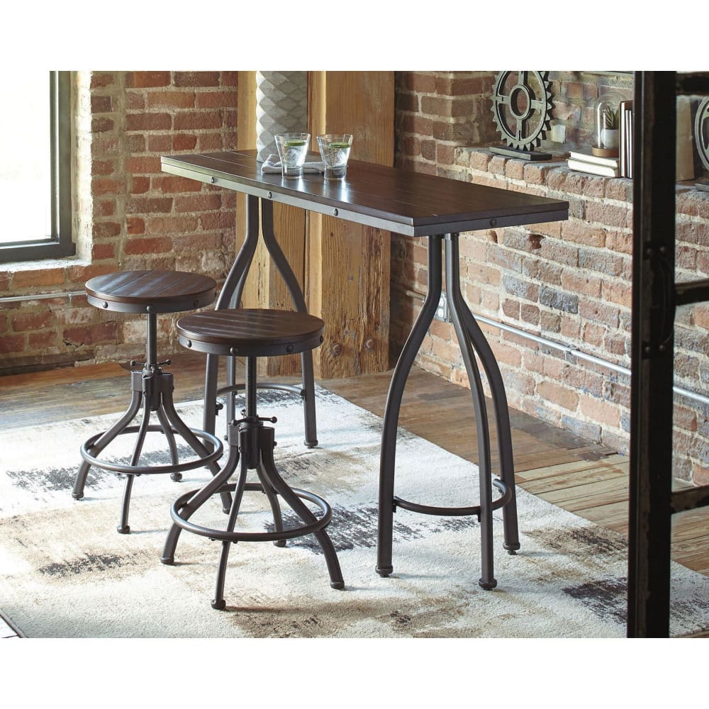 Ashley Furniture 3-Pc. Counter Table Set - Dark Bronze Finish - Home/Furniture/Kitchen & Dining Room Furniture/Dining Room Sets/ - Ashley