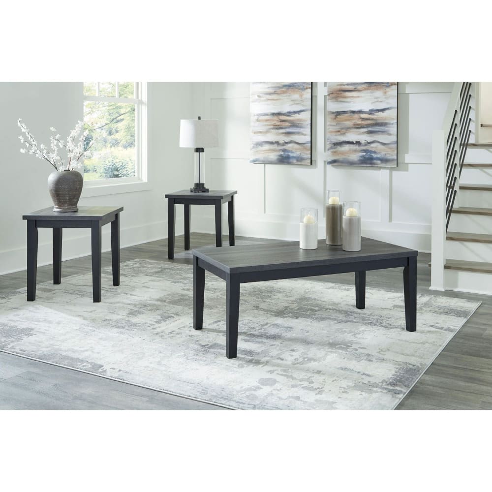 Ashley Ashley Furniture 3-Pc. Table Set - Charcoal Finish - Home/Furniture/Living Room Furniture/Accent Furniture/Accent & Coffee Tables/ -