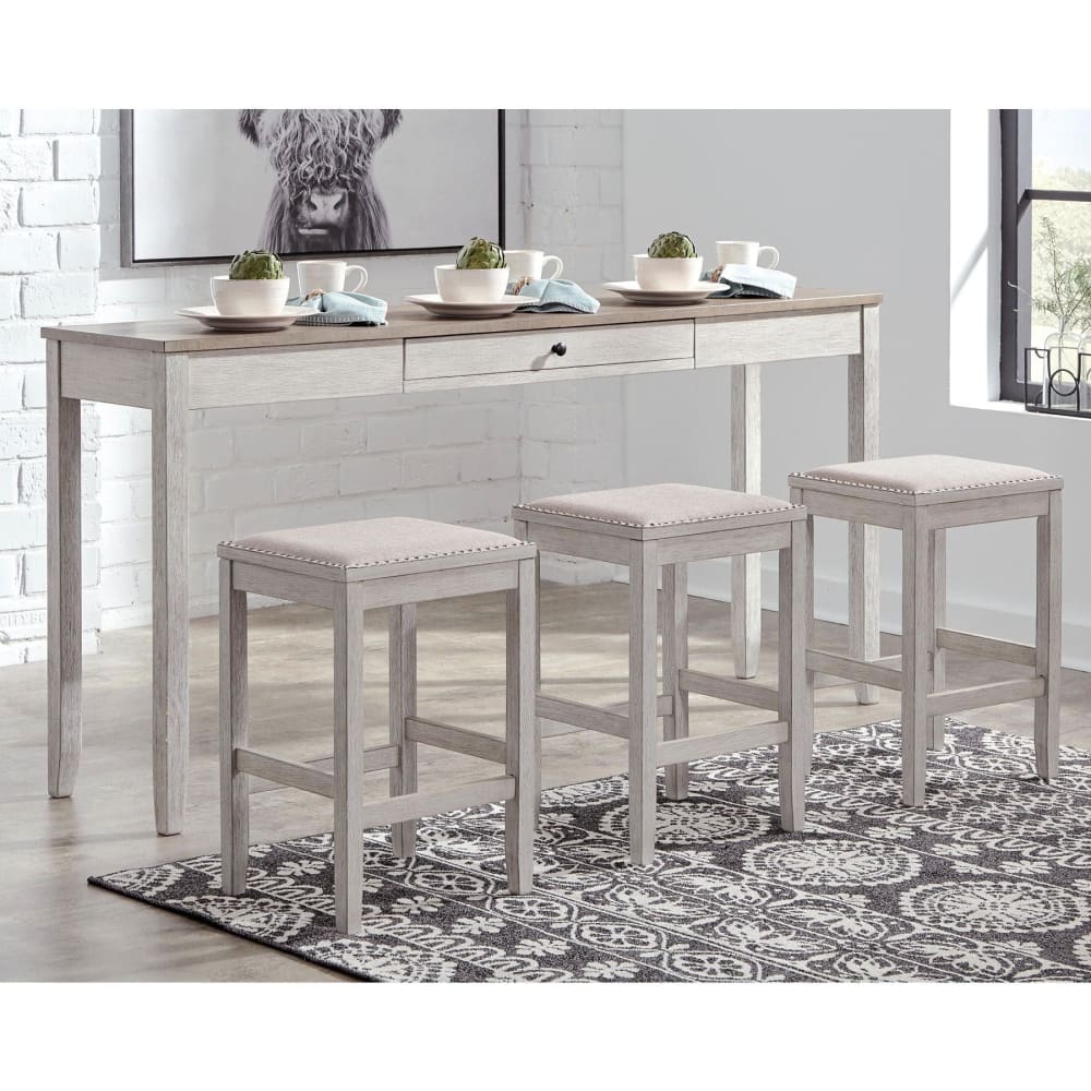 Ashley Ashley Furniture 4-Pc. Counter Table Set - Distressed White Finish - Home/Furniture/Kitchen & Dining Room Furniture/Dining Room Sets/