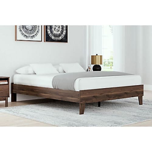 Ashley Furniture Queen Size Platform Bed - Brown - Home/Furniture/Bedroom Furniture/Beds & Bed Frames/ - Ashley