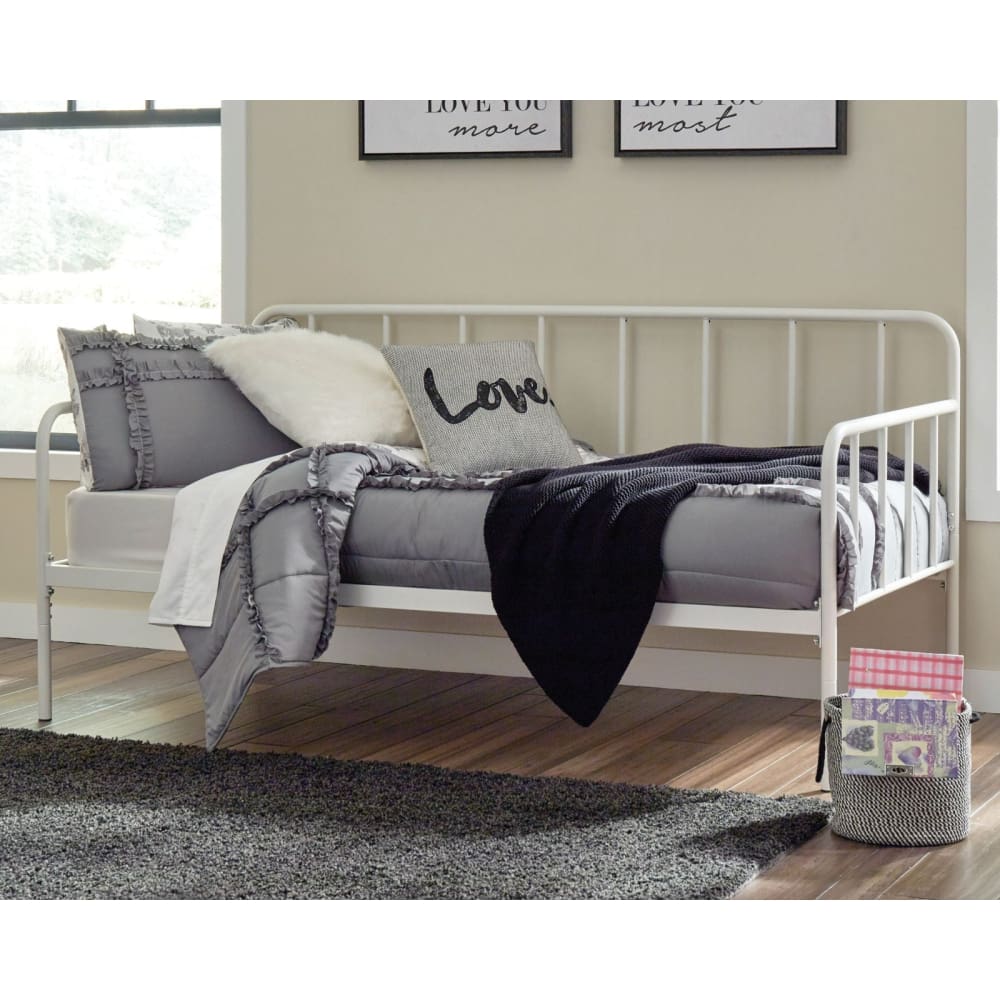 Ashley Furniture Ashley Furniture Twin Metal Day Bed With Platform - White - Home/Furniture/Kids’ Furniture/Kids’ Bedrooms/ - Ashley
