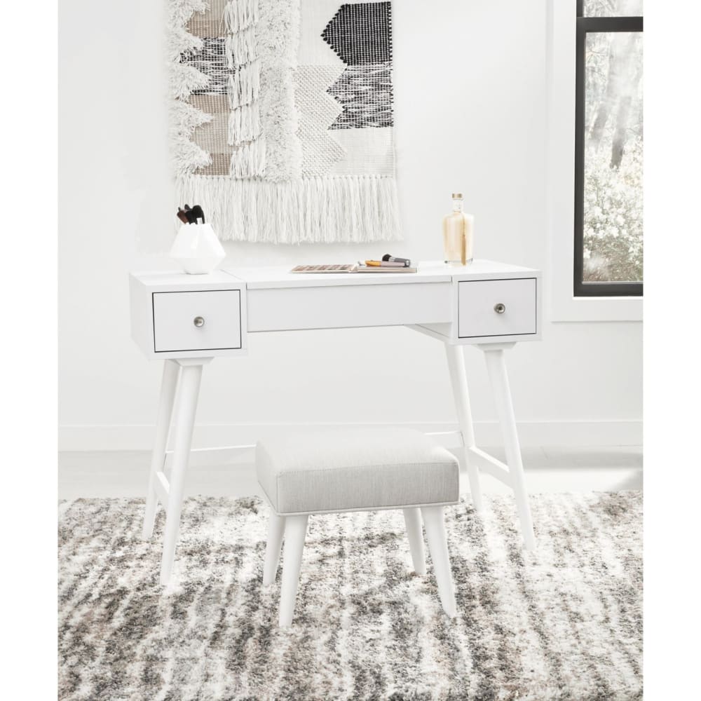 Ashley Furniture Ashley Furniture Vanity and Upholstered Stool - White - Home/Furniture/Kids’ Furniture/Kids’ Bedrooms/ - Ashley Furniture