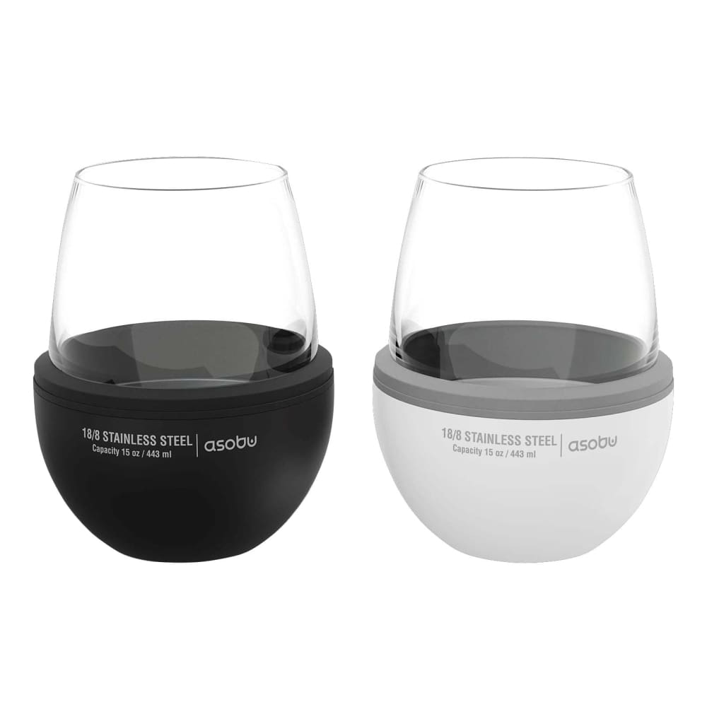 Asobu Wine Kuzie Double-Wall Insulated Sleeve 2 pk. - Black/White - Asobu