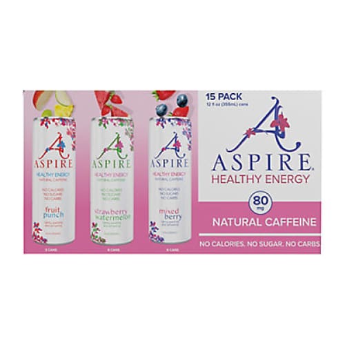 Aspire Charity Healthy Energy Drinks Variety Pack 15 pk./12 oz. - Home/Grocery/Beverages/Sports & Energy Drinks/ - Aspire