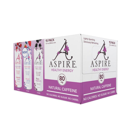 Aspire Healthy Energy Drinks Variety Pack (12 fl. oz. 15 pk.) - Performance Energy Drinks - ShelHealth