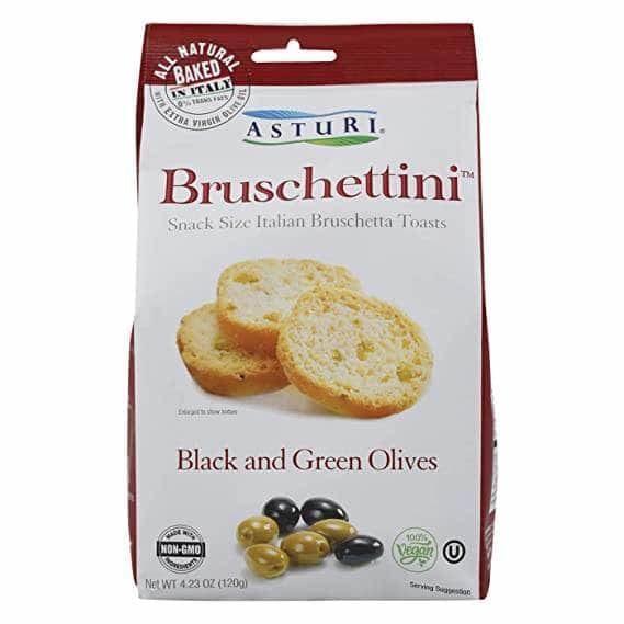 ASTURI Grocery > Snacks > Crackers > Crispbreads & Toasts ASTURI: Bruschettini Blck&Grn Olv, 4.23 oz