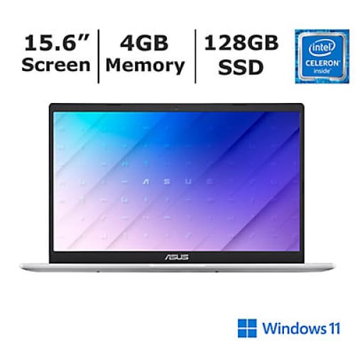 Asus Vivobook Go 15 L510MA-PS04-W Laptop Intel Celeron N4020 Processor 4GB Memory 128GB Hard Drive - Home/Office & School