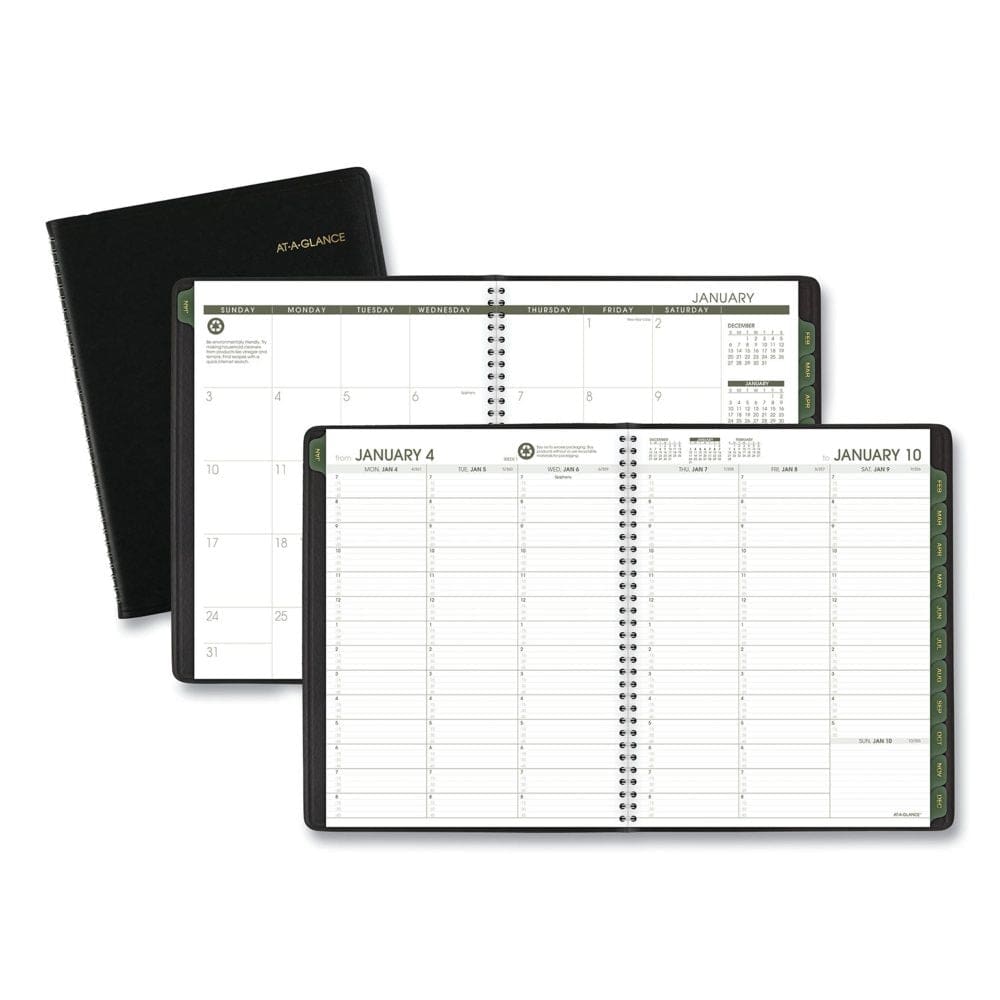 AT-A-GLANCEÂ® Recycled Weekly/Monthly Classic Appointment Book 11 x 8.25 Black 2021 - Desk Accessories & Office Supplies - AT-A-GLANCEÂ®