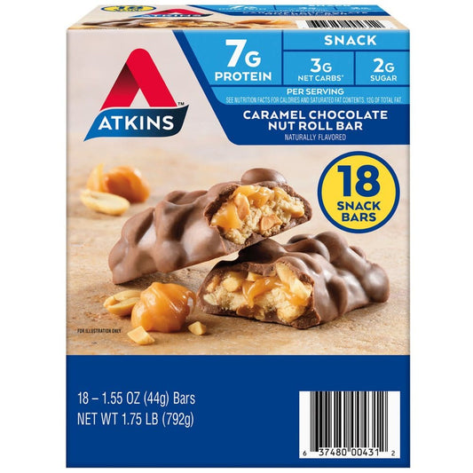 Atkins Caramel Chocolate Nut Roll Snack Bar (18 ct.) - Women’s Health - ShelHealth