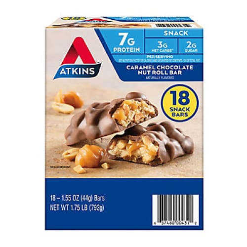 Atkins Caramel Chocolate Nut Roll Snack Bars 18 ct. - Home/Grocery/Weight Loss & Nutrition/Protein Bars & Snacks/ - Atkins