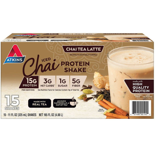Atkins Chai Tea Latte Protein Shake (15 ct.) - Nutritional Drinks & Snacks - Atkins