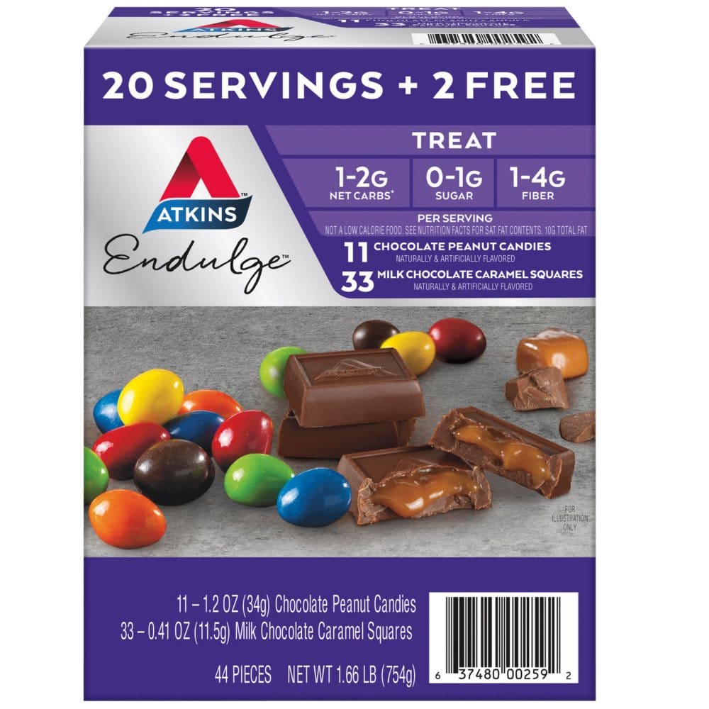 Atkins Endulge Variety Pack Peanut Candies and Milk Chocolate Caramel Squares (44 ct.) - Instant Savings - Atkins