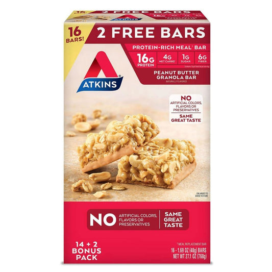 Atkins Protein-Rich Meal Bar Peanut Butter Granola Keto Friendly (16 ct.) - Protein & Fitness - Atkins