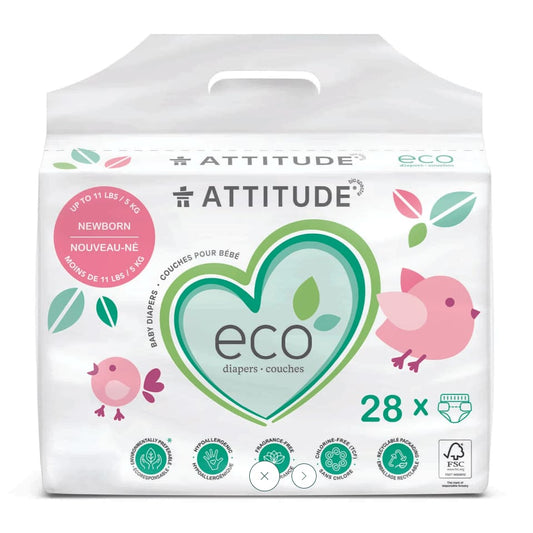 ATTITUDE Baby > Baby Diapers & Diaper Care ATTITUDE: Biodegradable Baby Diapers Newborn, 28 un