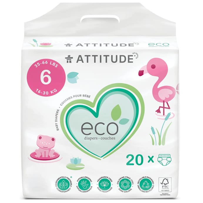 ATTITUDE Baby > Baby Diapers & Diaper Care ATTITUDE: Biodegradable Baby Diapers Size 6, 20 un