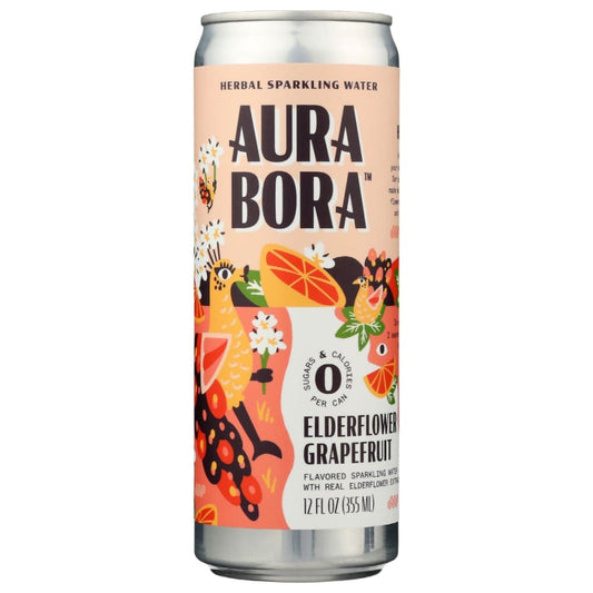 AURA BORA: Elderflower Grapefruit Sparkling Water 12 fo (Pack of 6) - Grocery > Beverages > Water > Sparkling Water - AURA BORA