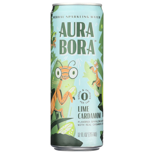 AURA BORA: Lime Cardamom Flavored Sparkling Water 12 fo (Pack of 6) - Grocery > Beverages > Water > Sparkling Water - AURA BORA