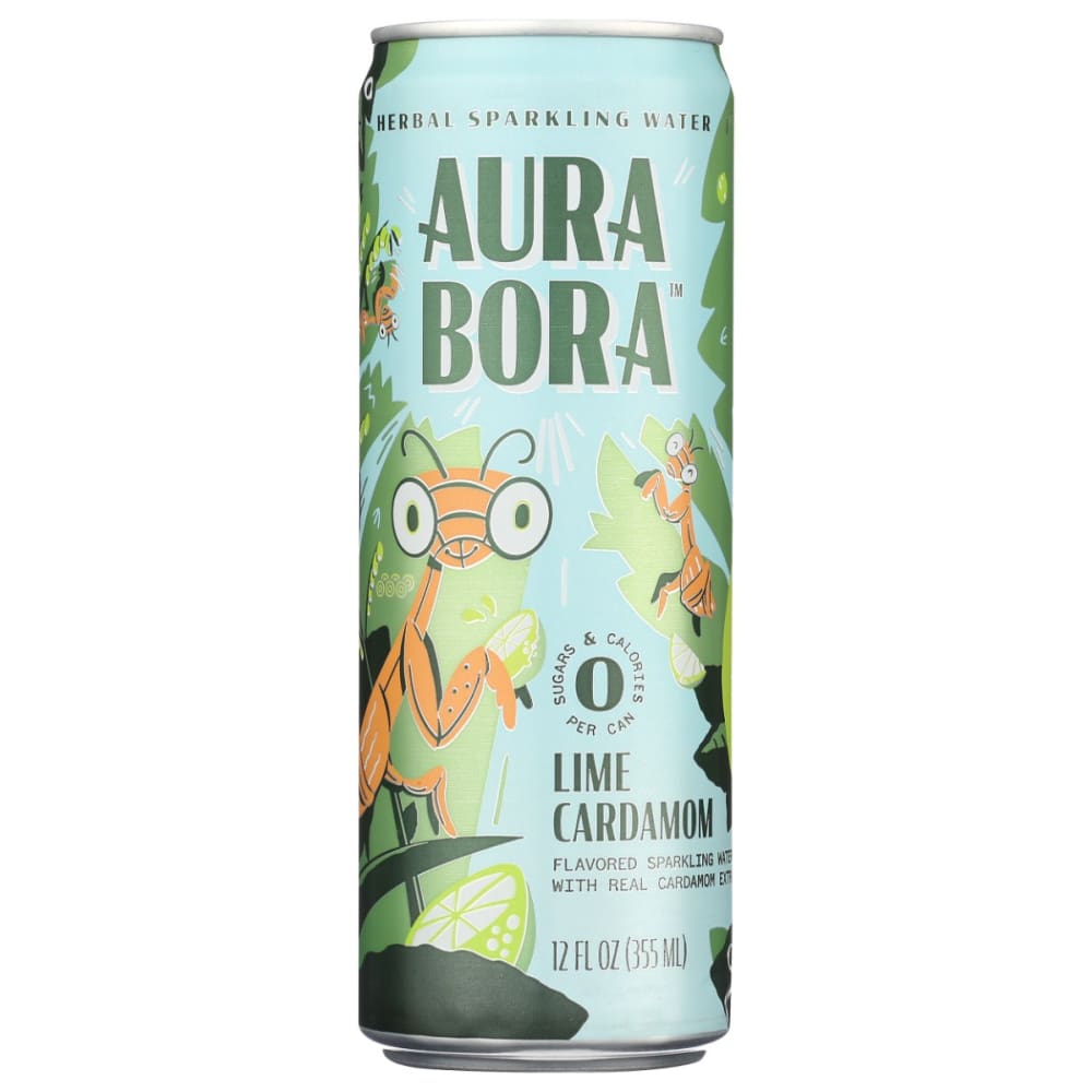 AURA BORA: Lime Cardamom Flavored Sparkling Water 12 fo (Pack of 6) - Grocery > Beverages > Water > Sparkling Water - AURA BORA