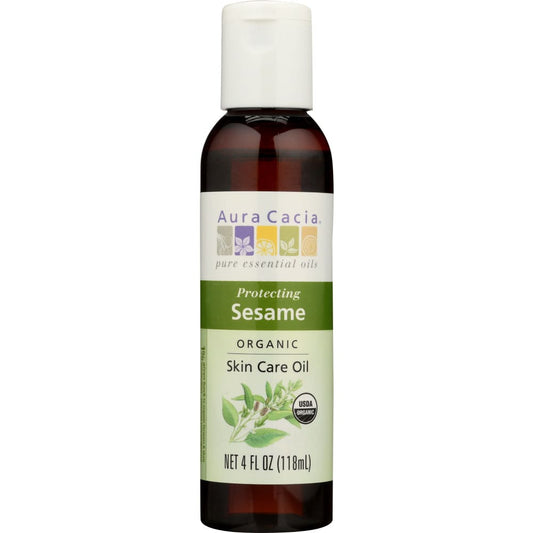 AURA CACIA: Organic Skin Care Oil Protecting Sesame 4 oz (Pack of 5) - Beauty & Body Care > Aromatherapy and Body Oils > Body & Massage Oils