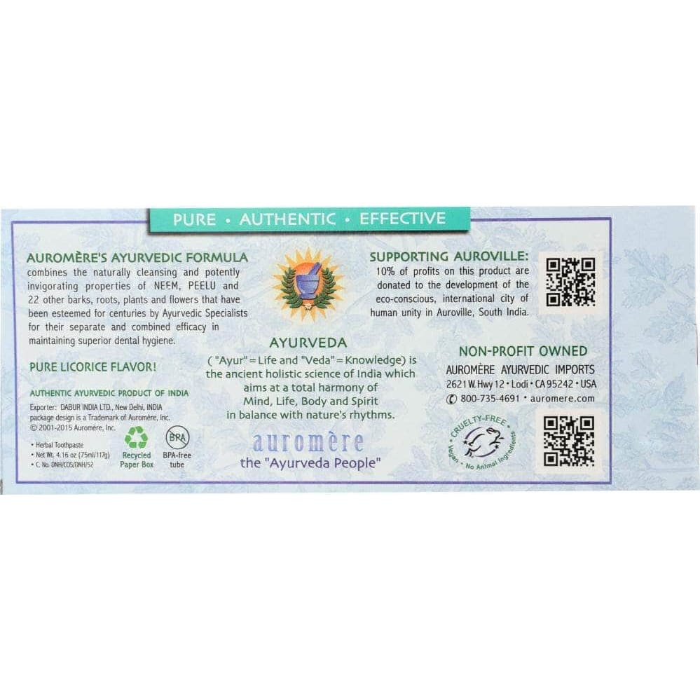 Auromere Auromere Ayurvedic Herbal Toothpaste Mint-Free, 4.16 oz