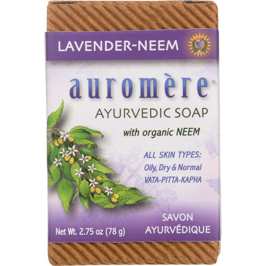 AUROMERE: Lavender Neem Ayurvedic Soap Bar 2.75 oz (Pack of 5) - Bath & Body > Skin Care > Soap Bar - AUROMERE