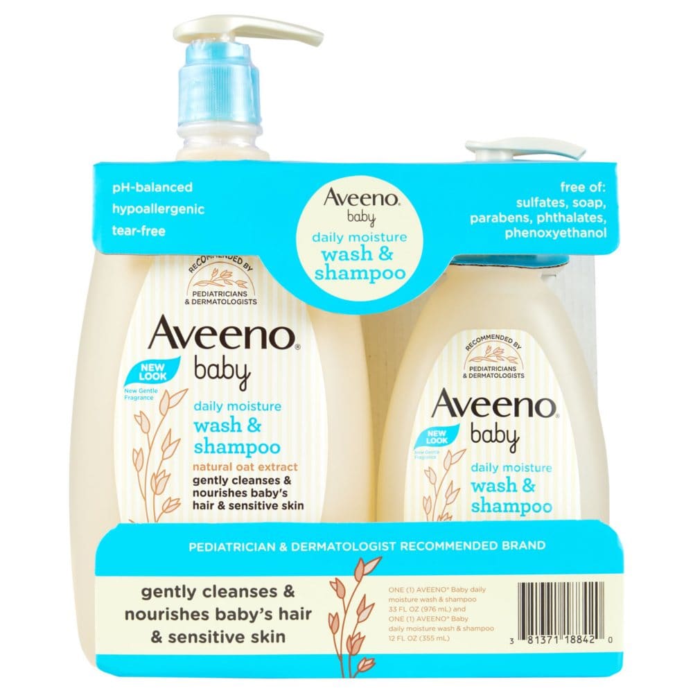 Aveeno Baby Daily Moisture Wash & Shampoo (33 fl. oz. and 12 fl. oz.) - Baby Health & Safety - Aveeno