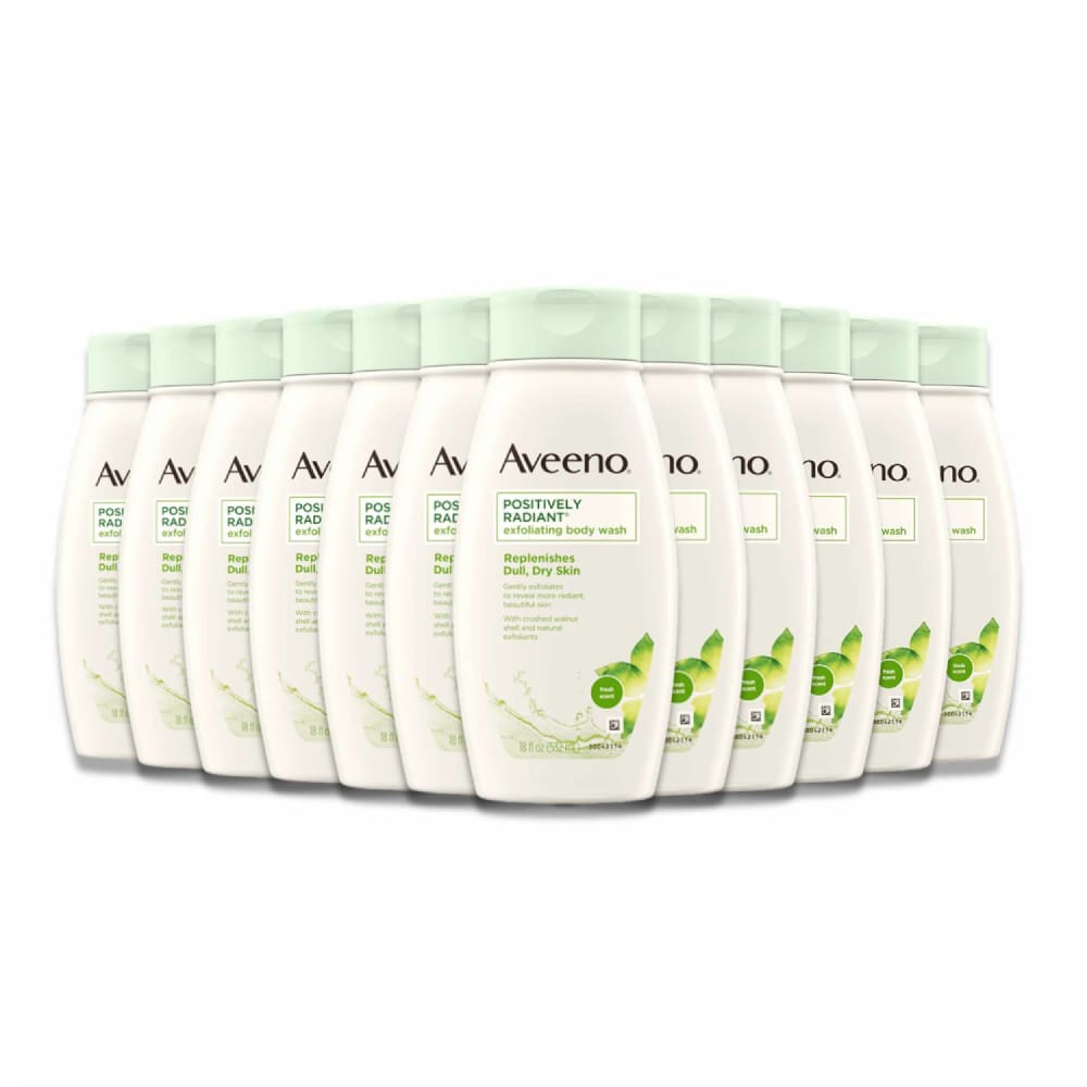 Aveeno Positively Radiant Body Wash Exfoliating 18 oz ea- 12 Pack - Cleanser - Aveeno