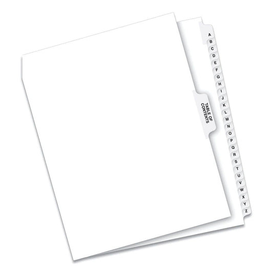 Avery Preprinted Legal Exhibit Side Tab Index Dividers Avery Style 27-Tab A to Z 11 x 8.5 White 1 Set (Pack of 4) - Binders & Sheet