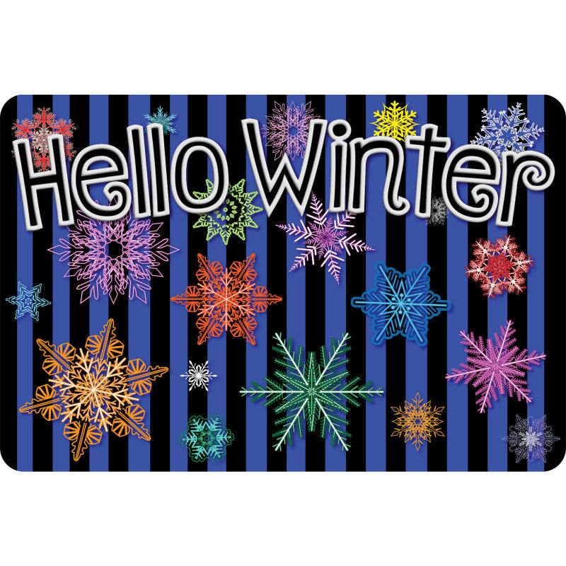Welcome Mat Hello Winter 15.5X23.5 Colorful Snowflakes (Pack of 2)