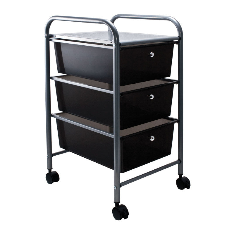 3-Drawer Rolling Cart Smoke