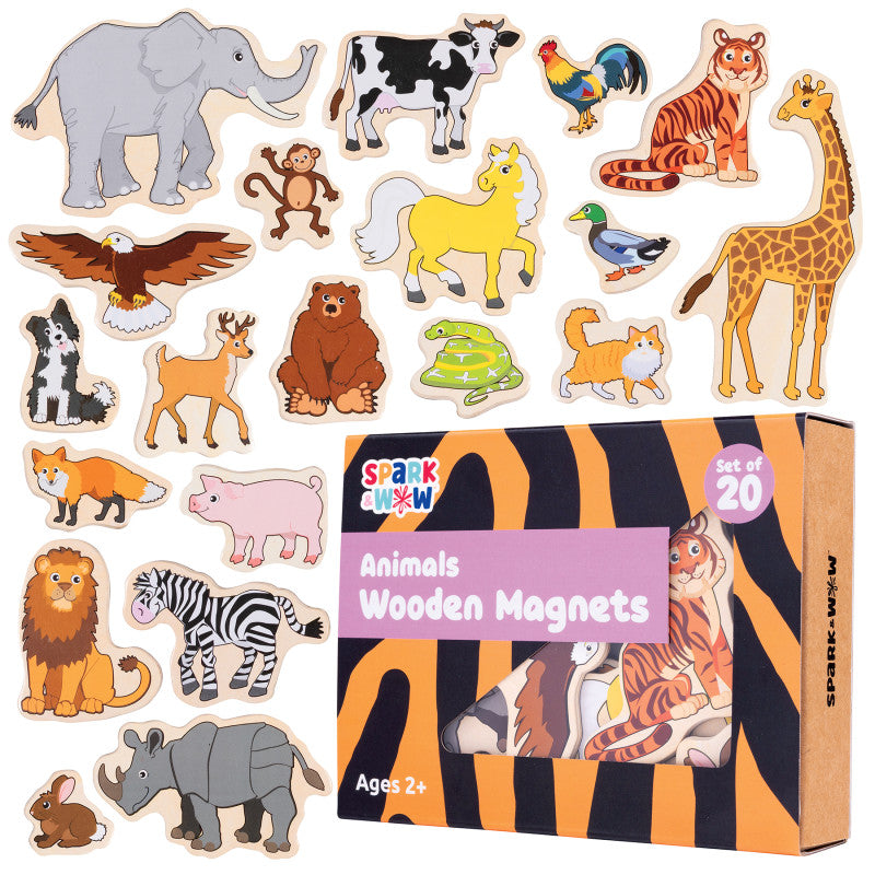 Wooden Magnets Animals 20/St (Pack of 6)