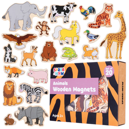 Wooden Magnets Animals 20/St (Pack of 6)
