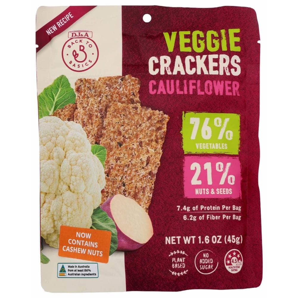 BACK TO BASICS Grocery > Snacks > Crackers > Crackers Snack & Sandwich BACK TO BASICS: Crackers Veggie Cauliflow, 1.59 oz