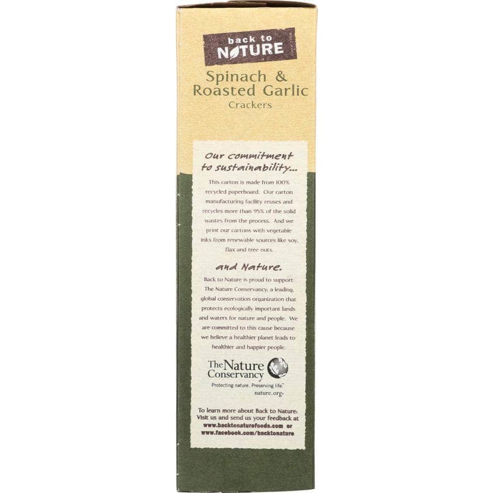 Back To Nature Back To Nature Crackers Spinach and Roasted Garlic, 6.5 oz