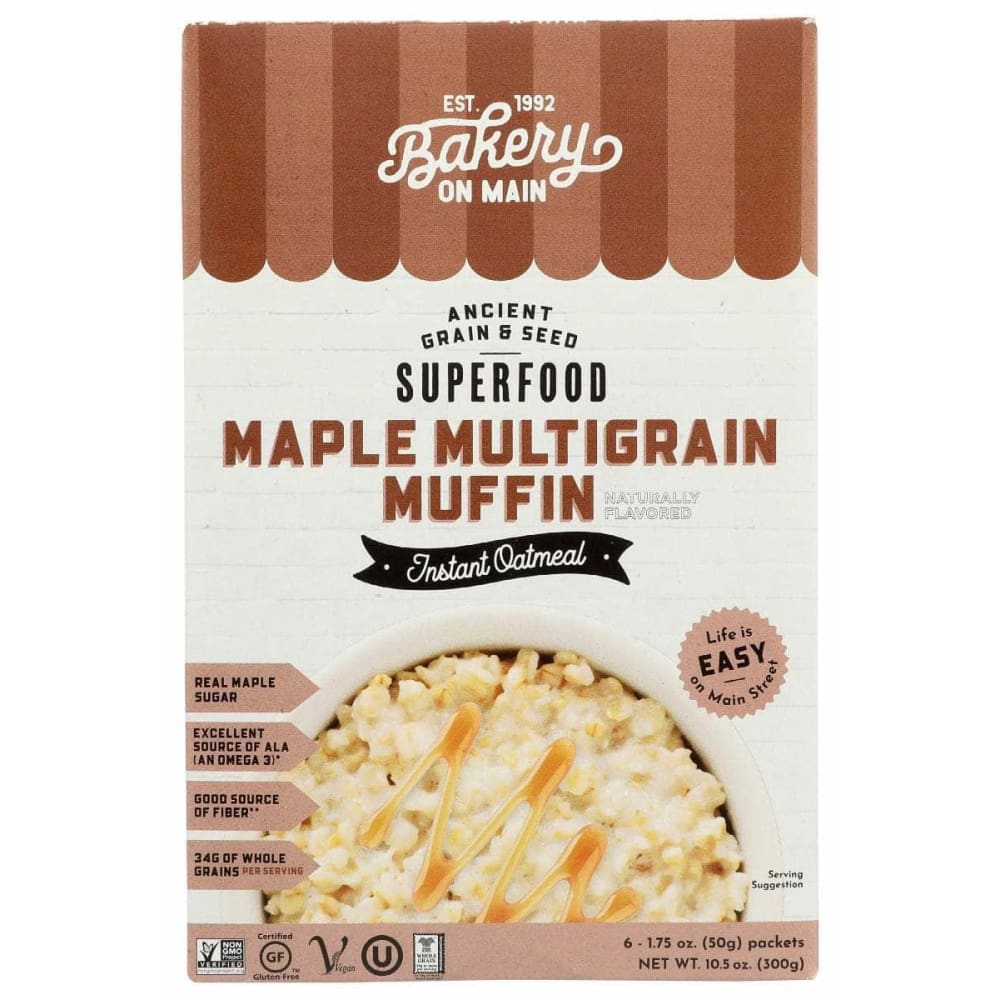 BAKERY ON MAIN BAKERY ON MAIN Oatmeal Inst Gf Mpl Mltgrn Muffin 6Ct, 10.56 oz