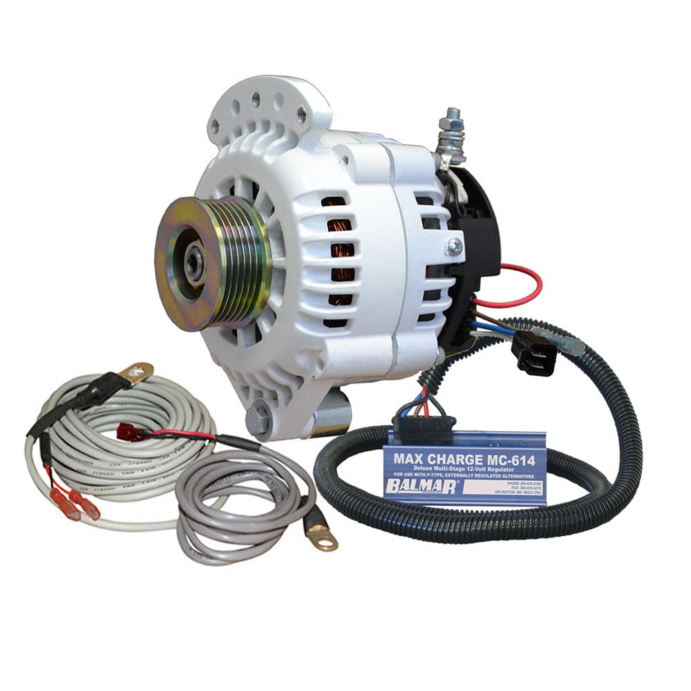 Balmar Alternator 100 AMP Kit 12V 1-2 Single Foot Spindle Mount K6 Pulley Regulator & Temp Sensor - Electrical | Alternators - Balmar
