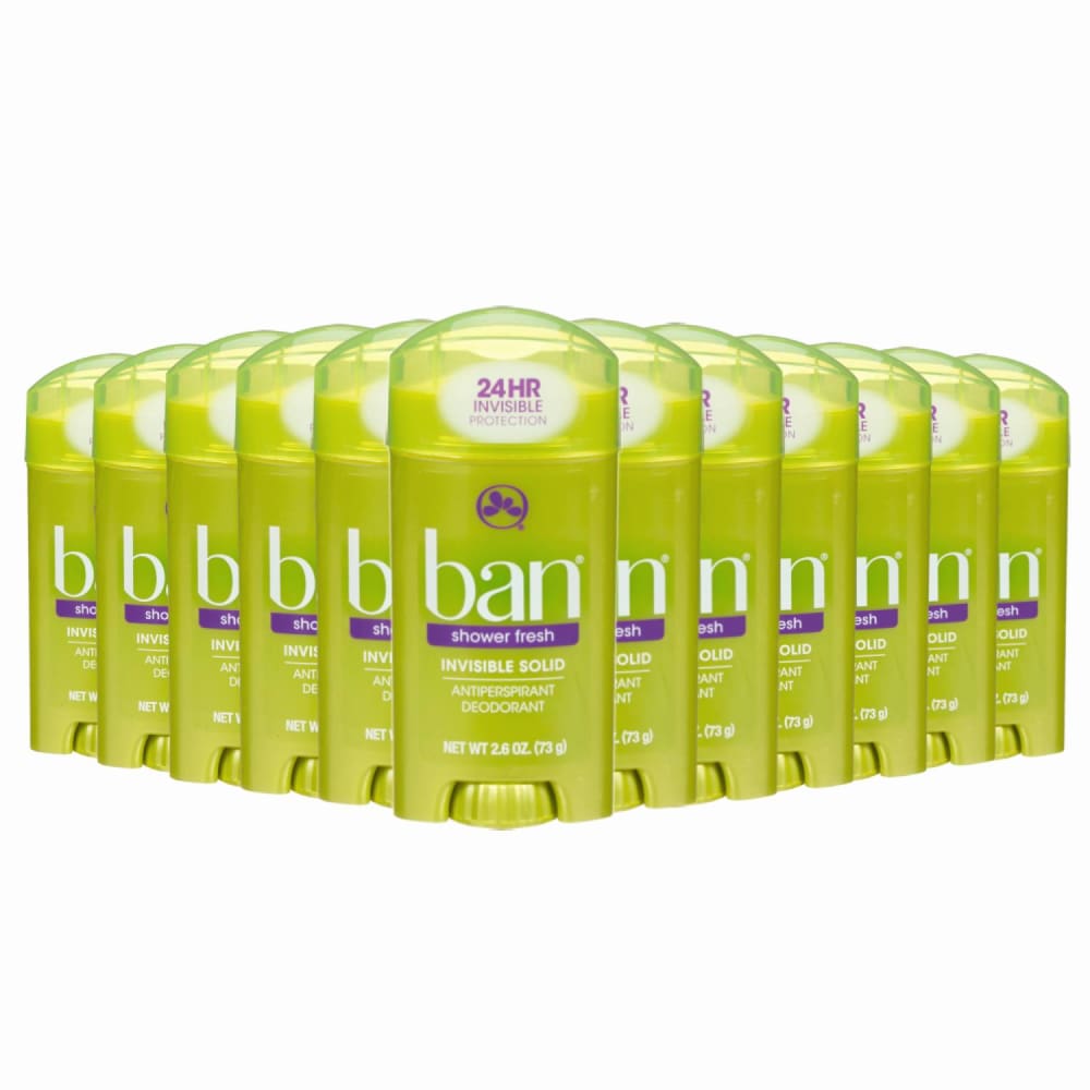 Ban Shower Fresh Invisible Solid Antiperspirant & Deodorant 2.6 OZ - 12 Pack - Deodorant & Anti-Perspirant - Ban