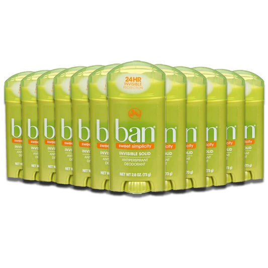 Ban Sweet Simplicity Invisible Solid Antiperspirant & Deodorant 2.6 OZ - 12 Pack - Deodorant & Anti-Perspirant - Ban