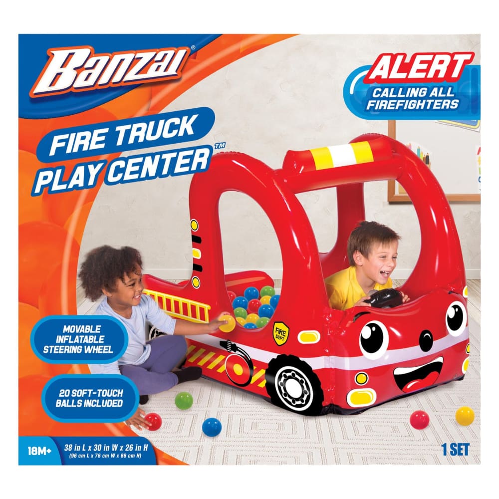 Banzai Rescue Fire Truck Play Center Inflatable Ball Pit - Home/Toys/Outdoor Play/Backyard Games & Sports/ - Unbranded