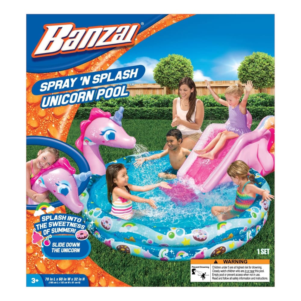 Banzai Spray ’N Splash 60 Unicorn Pool - Banzai