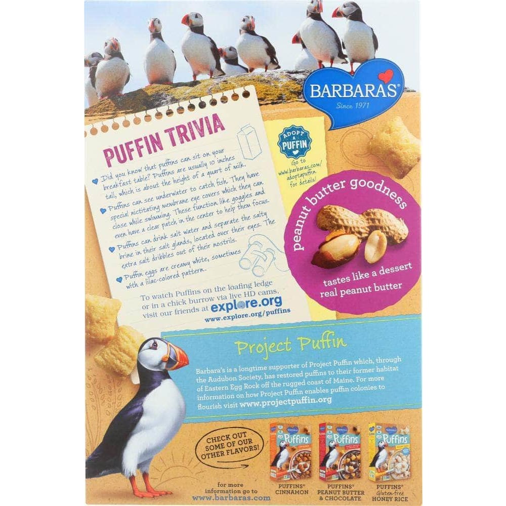 Barbaras Barbaras Bakery Puffins Cereal Peanut Butter, 11 Oz