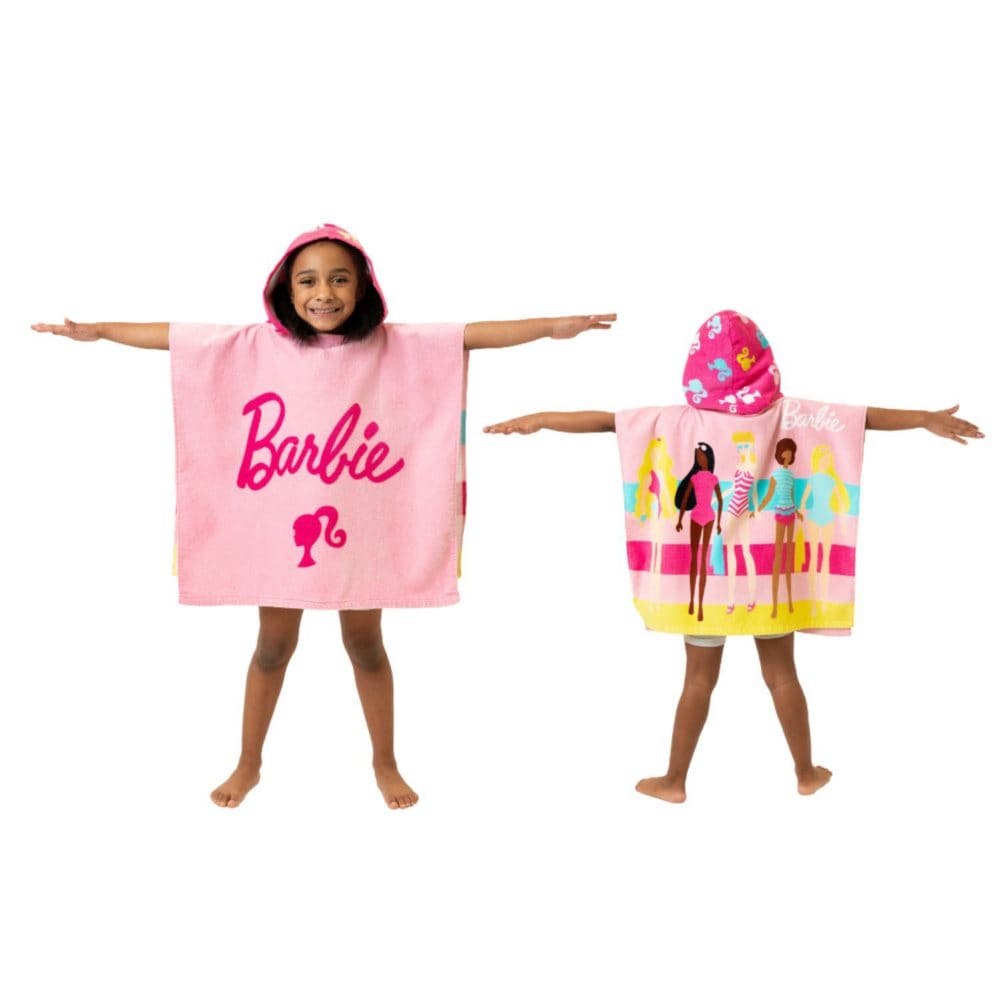 Barbie Kids’ Cotton Hooded Towel Poncho 24 x 22 - Bath Towels - ShelHealth