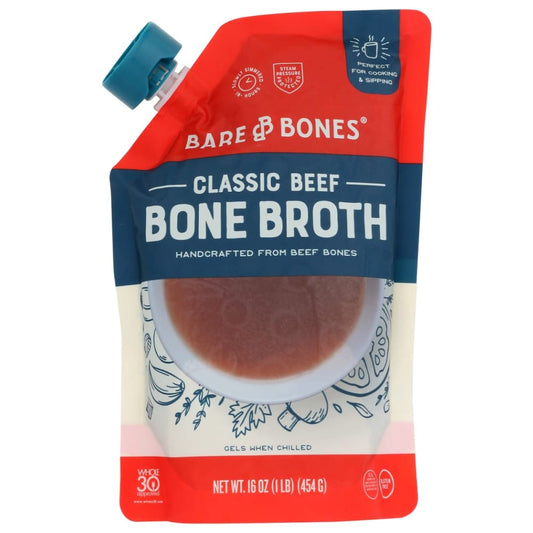 BARE BONES: Beef Organic Bone Broth 16 oz (Pack of 3) - Grocery > Soups & Stocks - BARE BONES