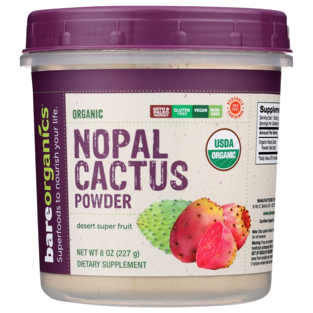 BAREORGANICS: Nopal Cactus Powder 8 oz - Grocery > Beverages > Coffee Tea & Hot Cocoa - BAREORGANICS