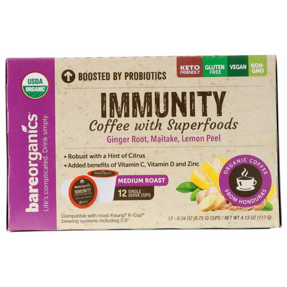 BAREORGANICS Grocery > Beverages > Coffee, Tea & Hot Cocoa BAREORGANICS Organic Immunity Coffee With Superfoods, 4.13 oz