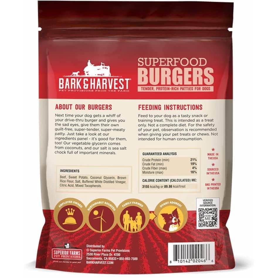 BARK AND HARVEST Pet > Dog Treats BARK AND HARVEST: Beef & Sweet Potato Superfood Burgers, 6 oz