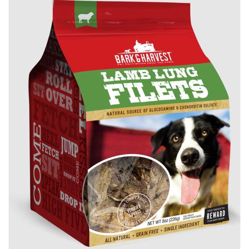 BARK AND HARVEST Pet > Pet Rawhides & Animal Chews BARK AND HARVEST: Lamb Lung Filet Dog Chews, 8 oz